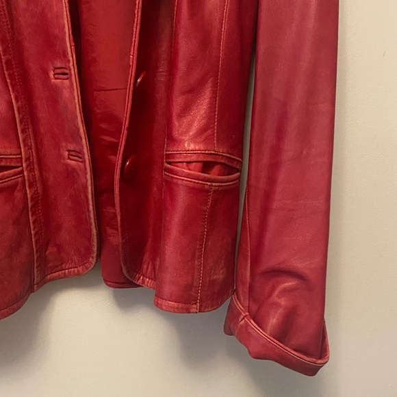 Danier Soft Genuine Red Leather Blazer Style Jacket Sz L - Picture 8 of 8